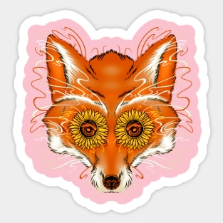 fox sunflower Sticker